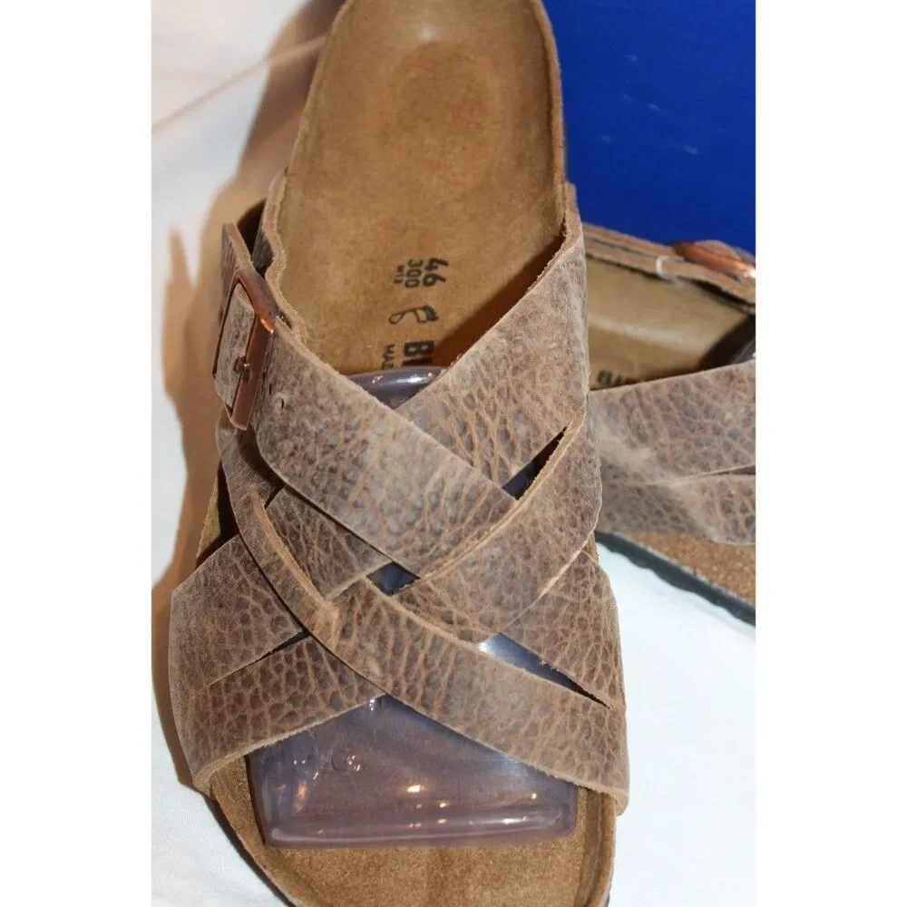 BIRKENSTOCK MEN'S LUGANO LEATHER‎ SANDALS OLD TOBACCO EU 42 REGULAR NIB